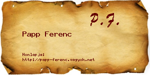 Papp Ferenc névjegykártya